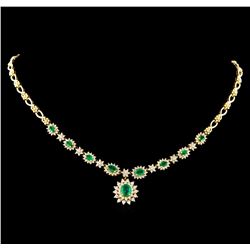 2.94 ctw Emerald and Diamond Necklace - 14KT Yellow Gold