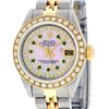 Image 1 : Rolex Ladies 2 Tone 14K Pink MOP Emerald String Diamond Datejust Wristwatch