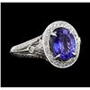 Image 1 : 2.69 ctw Tanzanite and Diamond Ring - 18KT White Gold