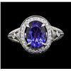 Image 2 : 2.69 ctw Tanzanite and Diamond Ring - 18KT White Gold