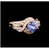 Image 1 : 0.96 ctw Tanzanite and Diamond Ring - 14KT Rose Gold