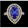 Image 2 : 3.12 ctw Tanzanite and Diamond Ring - 14KT White Gold