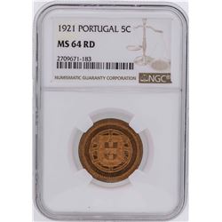 1921 Portugal 5 Centavos Coin NGC MS64RD