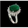 Image 4 : 4.60 ctw Emerald and Diamond Ring - 14KT White Gold