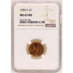 1955-S Lincoln Wheat Cent Coin NGC MS67RD