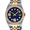 Rolex Mens 2 Tone 14K Blue Diamond 36MM Datejust Wristwatch