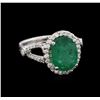 Image 1 : 3.00 ctw Emerald and Diamond Ring - 14KT White Gold