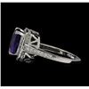 Image 3 : 3.91 ctw Tanzanite and Diamond Ring - 14KT White Gold