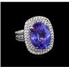 Image 1 : 15.06 ctw Tanzanite and Diamond Ring - 14KT White Gold