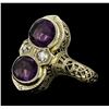 Image 1 : 2.00 ctw Amethyst and Diamond Ring - 18KT White Gold