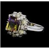 Image 1 : 2.50 ctw Ametrine Quartz and Diamond Ring - 14KT White Gold