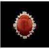 Image 1 : 14KT Rose Gold 6.09 ctw Coral and Diamond Ring