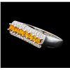 Image 1 : 0.80 ctw Citrine and Diamond Ring - 14KT White Gold