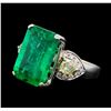 Image 1 : 9.40 ctw Emerald and Diamond Ring - 18KT White Gold