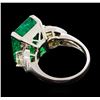 Image 3 : 9.40 ctw Emerald and Diamond Ring - 18KT White Gold