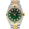 Image 2 : Rolex Mens 2 Tone 14K Green String Diamond & Emerald Datejust Wristwatch