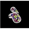 Image 1 : 14KT White Gold 5.32 ctw Multi Gemstone Ring