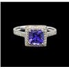 Image 2 : 14KT White Gold 1.40 ctw Tanzanite and Diamond Ring