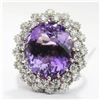 Image 7 : 12.15 ctw Amethyst and Diamond Ring - 14KT White Gold