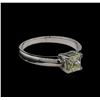 Image 1 : 0.70 ctw Light Yellow Diamond Solitaire Ring - 14KT White Gold