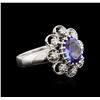 Image 1 : 1.73 ctw Tanzanite and Diamond Ring - 14KT White Gold