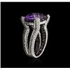 Image 3 : 14KT White Gold 11.71 ctw Amethyst and Diamond Ring