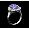 Image 4 : 7.50 ctw Tanzanite and Diamond Ring - 14KT White Gold