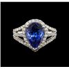 Image 2 : 18KT White Gold 4.42 ctw Tanzanite and Diamond Ring