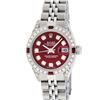 Image 2 : Rolex Ladies Stainless Steel Diamond Lugs & Ruby Datejust Wristwatch