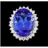 Image 2 : 16.10 ctw Tanzanite and Diamond Ring - 14KT White Gold