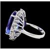 Image 3 : 16.10 ctw Tanzanite and Diamond Ring - 14KT White Gold