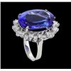 Image 4 : 16.10 ctw Tanzanite and Diamond Ring - 14KT White Gold