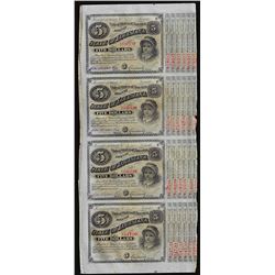 Uncut Sheet of (4) State of Louisiana Baby Bond Obsolete Notes