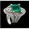 Image 4 : 4.05 ctw Emerald And Diamond Ring - 18KT White Gold