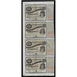 Uncut Sheet of (4) State of Louisiana Baby Bond Obsolete Notes