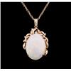 Image 2 : 19.56 ctw Opal and Diamond Pendant With Chain - 14KT Rose Gold