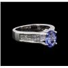 Image 1 : 1.31 ctw Tanzanite and Diamond Ring - 18KT White Gold