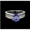 Image 2 : 1.31 ctw Tanzanite and Diamond Ring - 18KT White Gold