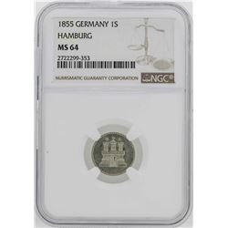 1855 Germany Hamburg Schilling Coin NGC MS64