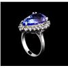 Image 4 : 11.11 ctw Tanzanite and Diamond Ring - 14KT White Gold