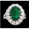 Image 2 : 4.70 ctw Emerald and Diamond Ring - 14KT White Gold