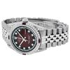 Image 4 : Rolex Mens Stainless Steel Diamond Lugs Red Vignette & Ruby Datejust Wristwatch