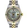 Image 1 : Rolex Mens 2 Tone 14K MOP Emerald String Diamond Datejust Wristwatch