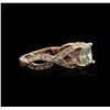 Image 1 : 14KT Rose Gold 1.78 ctw Fancy Green Diamond Ring