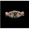 Image 2 : 14KT Rose Gold 1.78 ctw Fancy Green Diamond Ring