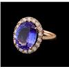 Image 1 : 9.61 ctw Tanzanite and Diamond Ring - 14KT Rose Gold