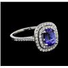 Image 1 : 1.42 ctw Tanzanite and Diamond Ring - 14KT White Gold