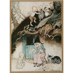 Rackham, Arthur. MOTHER GOOSE THE OLD NURSERY RHYMES. 159 p.. 13 tipped-in colour plates by Arthu...