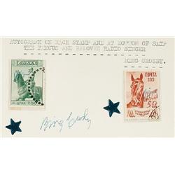 Crosby, Bing (1903-1977), A pair of stamps, one from Greece and the other from Russia underneat...