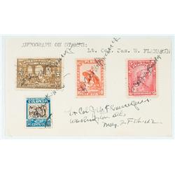Flanagan, Lieut. Colonel Wainwright, A group of four postage stamps signed by Lieut. Colonel Ja...